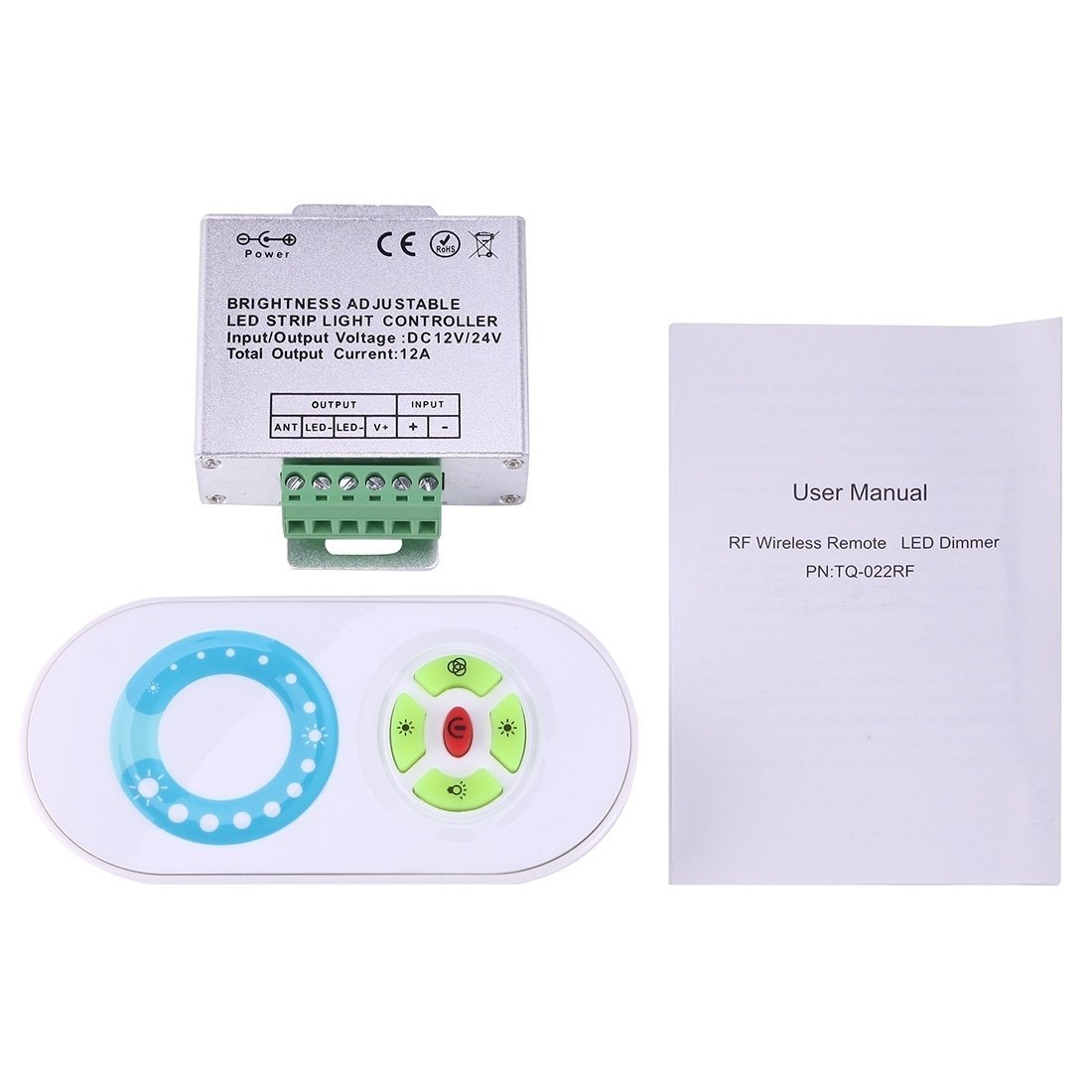 DC12-24V 1 Channel  Switch RF Wireless LED Strip Controller, Half-touch Remote Control